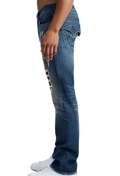 TRUE RELIGION MENS PLAID LINING STRAIGHT JEAN FLAP - Picture 4 of 7